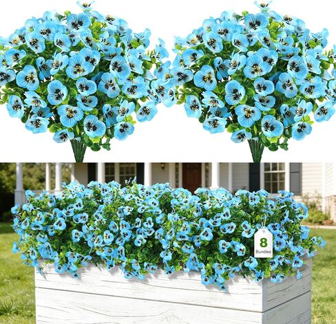 24 Bundles Artificial Pansy Flowers, No Leaves Faux Silk Pansies Bulk, Mixed Color Fake Flowers, UV Resistant for Outdoor/Indoor, Window Box, Patio, Garden, Home Spring Decor in Saudi Arabia