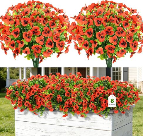 24 Bundles Artificial Pansy Flowers, No Leaves Faux Silk Pansies Bulk, Mixed Color Fake Flowers, UV Resistant for Outdoor/Indoor, Window Box, Patio, Garden, Home Spring Decor in Saudi Arabia