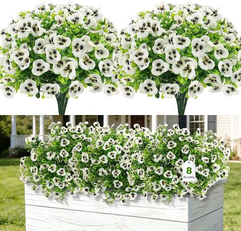 24 Bundles Artificial Pansy Flowers, No Leaves Faux Silk Pansies Bulk, Mixed Color Fake Flowers, UV Resistant for Outdoor/Indoor, Window Box, Patio, Garden, Home Spring Decor in Saudi Arabia