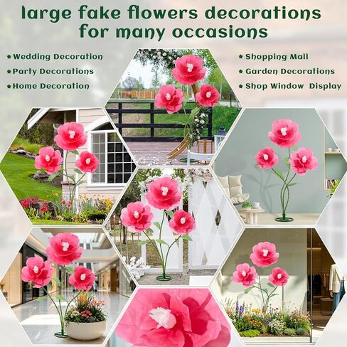 5.6 Ft Giant Paper Flowers with Stand 3Pcs Large Artificial Flower for Wedding Decor Party Decorations, Flower Wall Backdrop,Peachy Pink in Kuwait