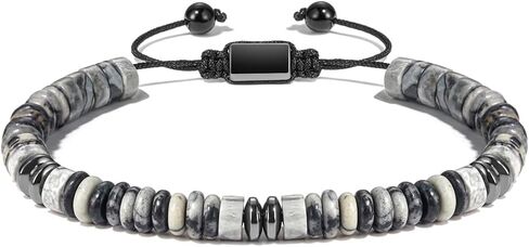 Men's Stretch Beaded Bracelet Set – Adjustable Natural Crystal Stone Bracelets for Men and Women, Gift for Him in Saudi Arabia