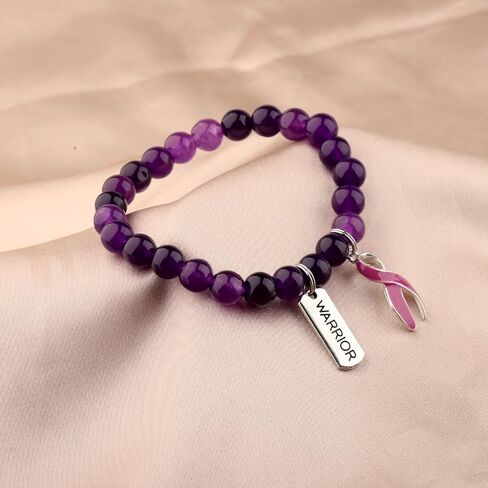 Gzrlyf Pancreatic Cancer Awareness Bracelet Pancreatic Gift Cancer Survivor Warrior Support Jewelry Purple Ribbon Gift in Saudi Arabia