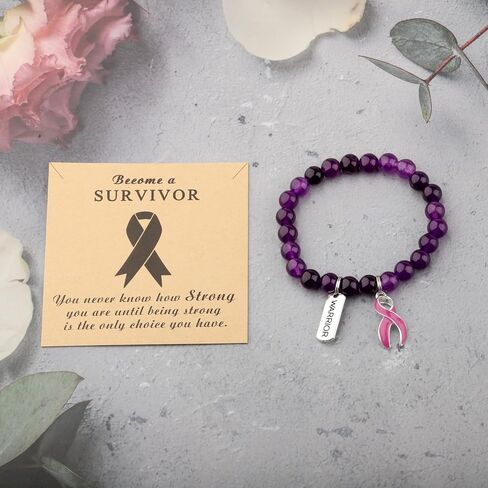 Gzrlyf Pancreatic Cancer Awareness Bracelet Pancreatic Gift Cancer Survivor Warrior Support Jewelry Purple Ribbon Gift in Saudi Arabia