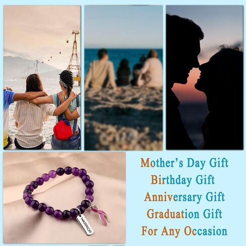 Gzrlyf Pancreatic Cancer Awareness Bracelet Pancreatic Gift Cancer Survivor Warrior Support Jewelry Purple Ribbon Gift in Saudi Arabia