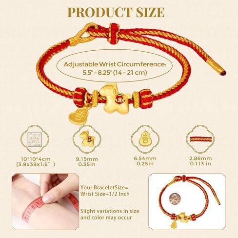 Red String Bracelet with Hourse Charm, Adjustable Gemstone Healing Kabbalah Cord Bracelet, Zodiac Copper Braided Cord Red Bracelet, Good Luck Wealth Prosperity Symbol for Women Men, Handmade Zen Energy Balance Yoga Jewelry for Year Of The 2026 Gifts, Incl in Saudi Arabia