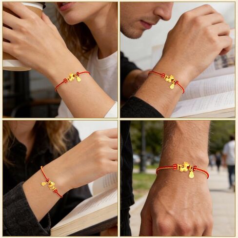 Red String Bracelet with Hourse Charm, Adjustable Gemstone Healing Kabbalah Cord Bracelet, Zodiac Copper Braided Cord Red Bracelet, Good Luck Wealth Prosperity Symbol for Women Men, Handmade Zen Energy Balance Yoga Jewelry for Year Of The 2026 Gifts, Incl in Saudi Arabia