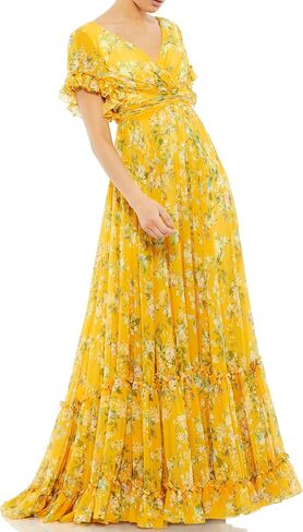 Flounce Sleeve Floral Maxi Dress in Saudi Arabia