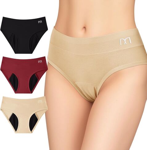 Washable Absorbent Reusable Women's Incontinence Regular Underwear - Leak-Proof Padded Panties (3 Colors, 3-Pack)（L） in Kuwait