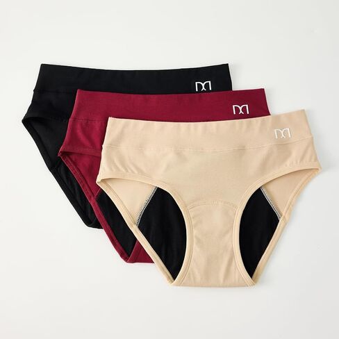 Washable Absorbent Reusable Women's Incontinence Regular Underwear - Leak-Proof Padded Panties (3 Colors, 3-Pack)（L） in Kuwait