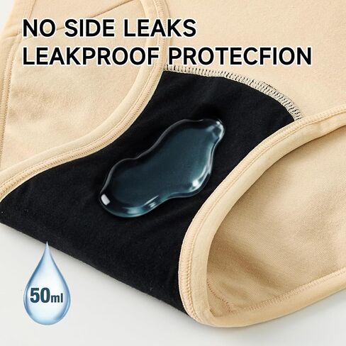 Washable Absorbent Reusable Women's Incontinence Regular Underwear - Leak-Proof Padded Panties (3 Colors, 3-Pack)（L） in Kuwait