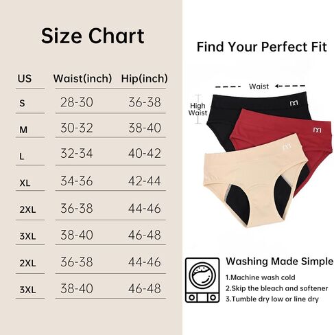 Washable Absorbent Reusable Women's Incontinence Regular Underwear - Leak-Proof Padded Panties (3 Colors, 3-Pack)（L） in Kuwait