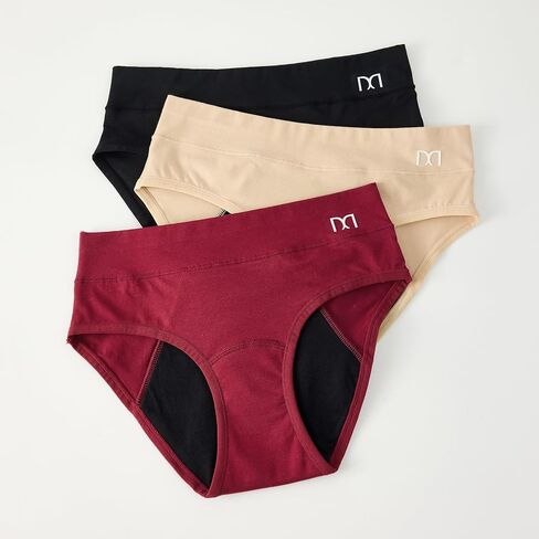 Washable Absorbent Reusable Women's Incontinence Regular Underwear - Leak-Proof Padded Panties (3 Colors, 3-Pack)（L） in Kuwait