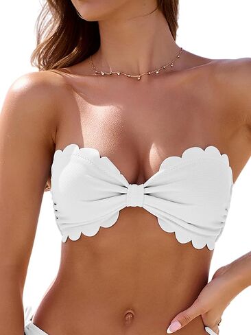 Rajputana Womens Wavy Edge Bandeau Bikini Top Only Tie Back Strapless Swimsuit Bathing Tops in Saudi Arabia