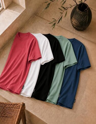 Liberty Pro 5 Pack Men's T-Shirts, Cotton Blend Crew Neck Lightweight & Soft Tees, Moisture Wicking Every Day Casual Wear in Saudi Arabia