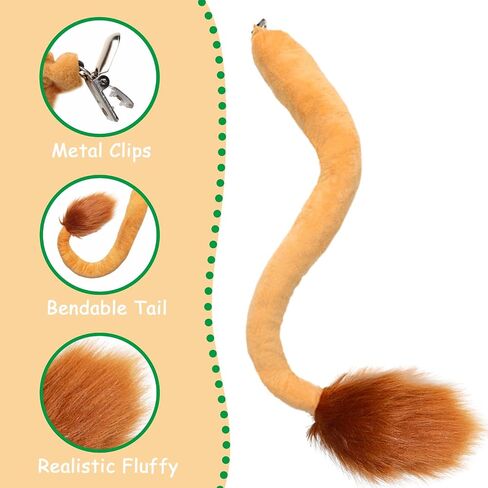 Feacole Lioness Costume Accessory Set, Realistic Lion Cub Ears Headband and Tail Kit for Halloween Christmas Party Cosplay in Saudi Arabia