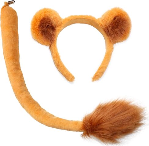 Feacole Lioness Costume Accessory Set, Realistic Lion Cub Ears Headband and Tail Kit for Halloween Christmas Party Cosplay in Saudi Arabia