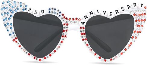 Jaciya 250th Anniversary Heart Sunglasses Patriotic Red White Blue Star Rhinestone Party Decorations 4th of July Eyeglasses in Saudi Arabia