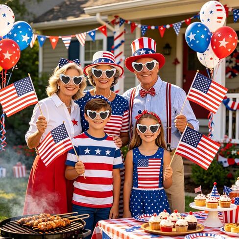 Jaciya 250th Anniversary Heart Sunglasses Patriotic Red White Blue Star Rhinestone Party Decorations 4th of July Eyeglasses in Saudi Arabia