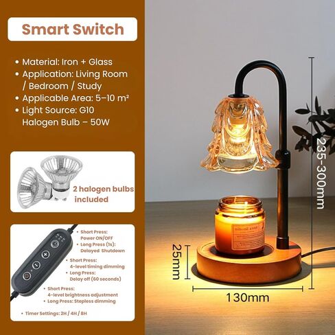 With Memories-Candle Warmer Lamp with Timer Dimmable, Birthday Gifts for Women Mom, House Warming Gifts New Home Decor, Wax Melt Warmer for Jar Candles with 2 Bulbs (Black) in Kuwait