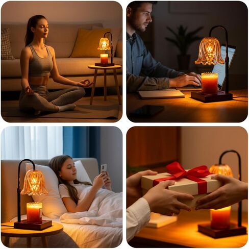With Memories-Candle Warmer Lamp with Timer Dimmable, Birthday Gifts for Women Mom, House Warming Gifts New Home Decor, Wax Melt Warmer for Jar Candles with 2 Bulbs (Black) in Kuwait