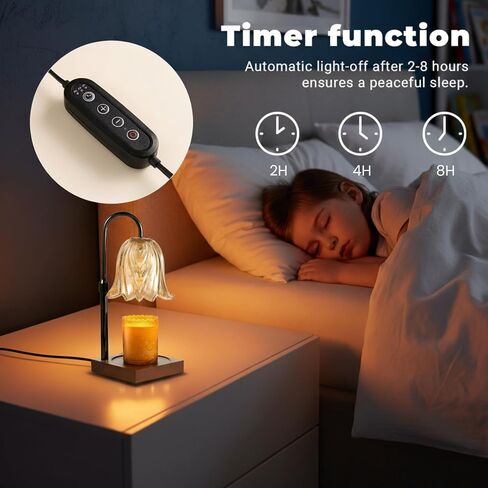 With Memories-Candle Warmer Lamp with Timer Dimmable, Birthday Gifts for Women Mom, House Warming Gifts New Home Decor, Wax Melt Warmer for Jar Candles with 2 Bulbs (Black) in Kuwait