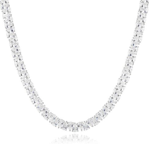Kose Pear Cubic Zirconia Tennis Necklace for Women and Men- 18k white/yellow gold plated chains and 5A Pear Cubic Zirconia Cut Faux Diamond Tennis Chain| Festival gifts |Size 16/18/20inch in Saudi Arabia