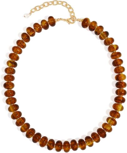 Trendy Beaded Necklace for Women Large 14MM Resin Beads Necklaces Vintage Statement Choker Necklace Boho Chunky Necklaces Summer Beach Jewelry in Saudi Arabia
