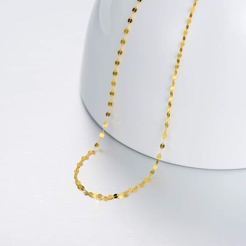 SISGEM 18K Solid Gold Mirror Chain Necklace for Women, 1.7MM Yellow Gold Italian Mirror Link Chain Necklace Christmas Annversary Jewelry Gift for Women 18" in Kuwait