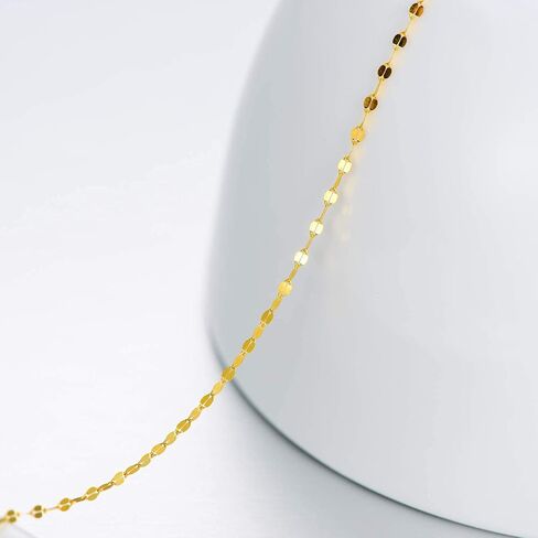 SISGEM 18K Solid Gold Mirror Chain Necklace for Women, 1.7MM Yellow Gold Italian Mirror Link Chain Necklace Christmas Annversary Jewelry Gift for Women 18" in Kuwait