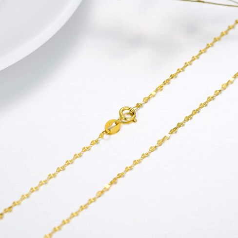 SISGEM 18K Solid Gold Mirror Chain Necklace for Women, 1.7MM Yellow Gold Italian Mirror Link Chain Necklace Christmas Annversary Jewelry Gift for Women 18" in Kuwait