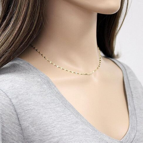 SISGEM 18K Solid Gold Mirror Chain Necklace for Women, 1.7MM Yellow Gold Italian Mirror Link Chain Necklace Christmas Annversary Jewelry Gift for Women 18" in Kuwait