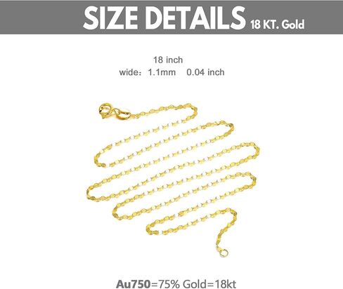 SISGEM 18K Solid Gold Mirror Chain Necklace for Women, 1.7MM Yellow Gold Italian Mirror Link Chain Necklace Christmas Annversary Jewelry Gift for Women 18" in Kuwait