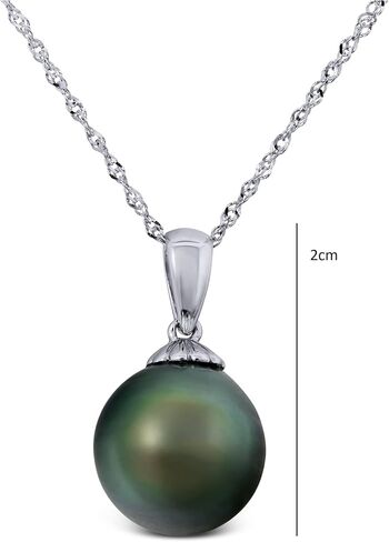 14K Solid White Gold Genuine Tahitian Pearl 10mm Pendant Necklace in Kuwait