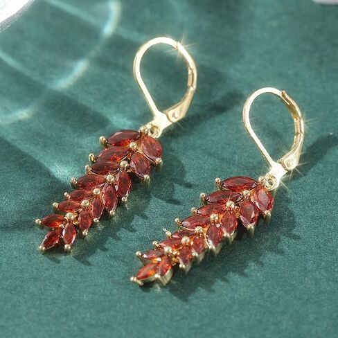Shine Red Synthetic Zircon Golden Color Fashion Women Luxury Red CZ Leaf Wedding Jewelry Earrings in Kuwait