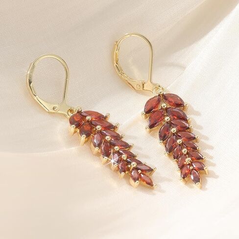 Shine Red Synthetic Zircon Golden Color Fashion Women Luxury Red CZ Leaf Wedding Jewelry Earrings in Kuwait