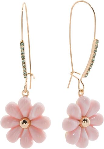 Betsey Johnson Daisy Drop Earrings, Gold Plated, Enamel and Crystal, Fish Hook Closure in Saudi Arabia