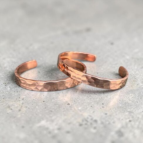2-PACK 100% Pure Copper Bracelet for Men & Women – 2 Pack Solid Copper Cuff, Adjustable Raw Uncoated Copper Wristband, Handmade Hammered Design – Not Plated in Saudi Arabia