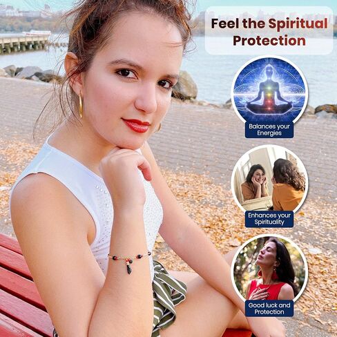 Azabache Bracelet for Women and Men, Genuine Jet Stone and Figa Hand for Spiritual Evil Eye Protection Mal de Ojo and Good Luck Figaro 14k Gold-Plated, 7.5" in Saudi Arabia