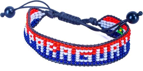 FAHARI Paraguay Beaded Flag Bracelet, Handmade Adjustable String Bracelet, Patriotic Gift for Soccer Fans in Kuwait