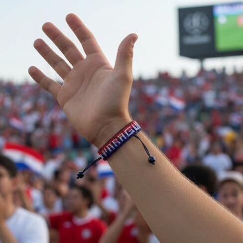 FAHARI Paraguay Beaded Flag Bracelet, Handmade Adjustable String Bracelet, Patriotic Gift for Soccer Fans in Kuwait