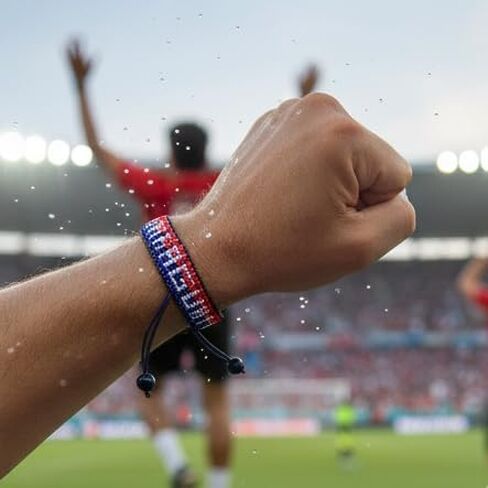FAHARI Paraguay Beaded Flag Bracelet, Handmade Adjustable String Bracelet, Patriotic Gift for Soccer Fans in Kuwait