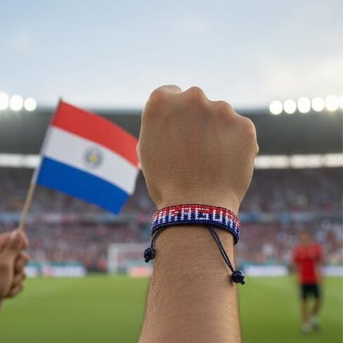 FAHARI Paraguay Beaded Flag Bracelet, Handmade Adjustable String Bracelet, Patriotic Gift for Soccer Fans in Kuwait
