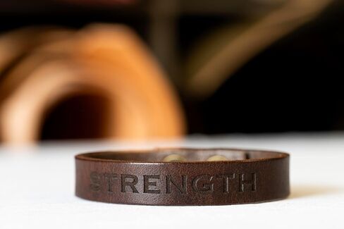 Men’s Leather Bracelet Personalized – Full Grain Leather Cuff, Custom Engraving, Solid Brass Snaps, Handmade in USA, Adjustable Fit Gift for Men in Kuwait