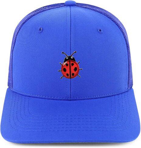 Trendy Apparel Shop Small Ladybug Embroidered Patch Structured 6 Panel Mesh Back Trucker Cap in Kuwait