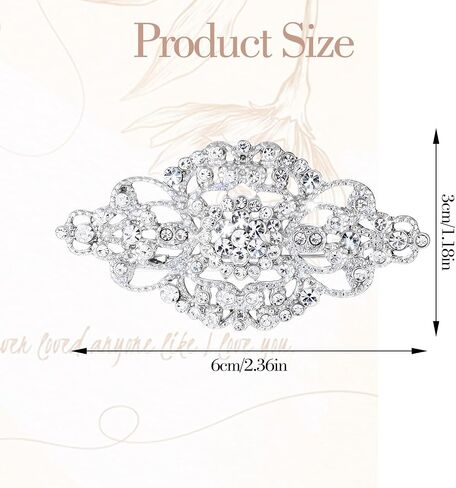 Silver Brooch Rhinestone Bridal Brooches Wedding Crystal Brooch Pin, Art Deco Vintage Floral Elegant Silver Accessory for Dresses in Kuwait
