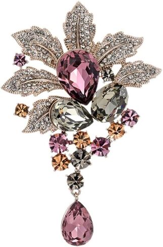 Crystals Brooches for Women, Elegant Sparkling Rhinestone Brooch Pin for Blazer Jacket Dress Coat, Gift for Mothers Day in Saudi Arabia