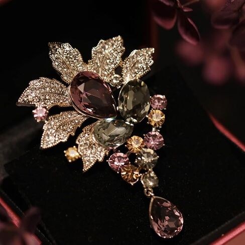 Crystals Brooches for Women, Elegant Sparkling Rhinestone Brooch Pin for Blazer Jacket Dress Coat, Gift for Mothers Day in Saudi Arabia