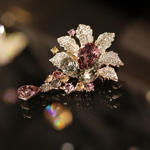 Crystals Brooches for Women, Elegant Sparkling Rhinestone Brooch Pin for Blazer Jacket Dress Coat, Gift for Mothers Day in Saudi Arabia