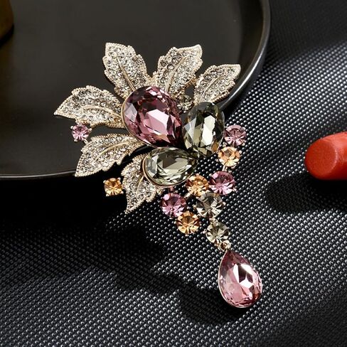 Crystals Brooches for Women, Elegant Sparkling Rhinestone Brooch Pin for Blazer Jacket Dress Coat, Gift for Mothers Day in Saudi Arabia