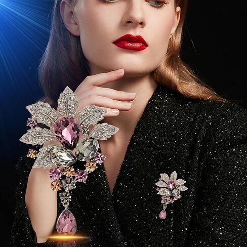 Crystals Brooches for Women, Elegant Sparkling Rhinestone Brooch Pin for Blazer Jacket Dress Coat, Gift for Mothers Day in Saudi Arabia